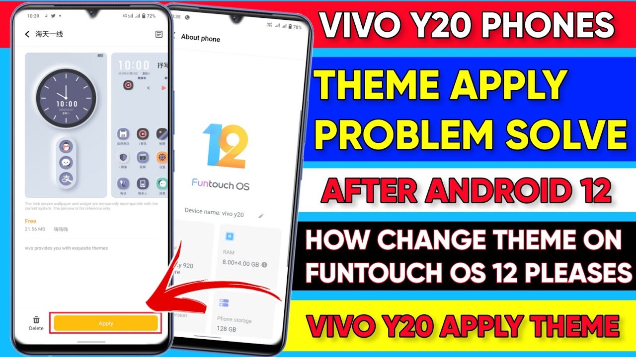 How To Apply Theme Problem Solve After Android 12 Vivo y20 | Vivo y20 Change Theme On Funtouch OS 12