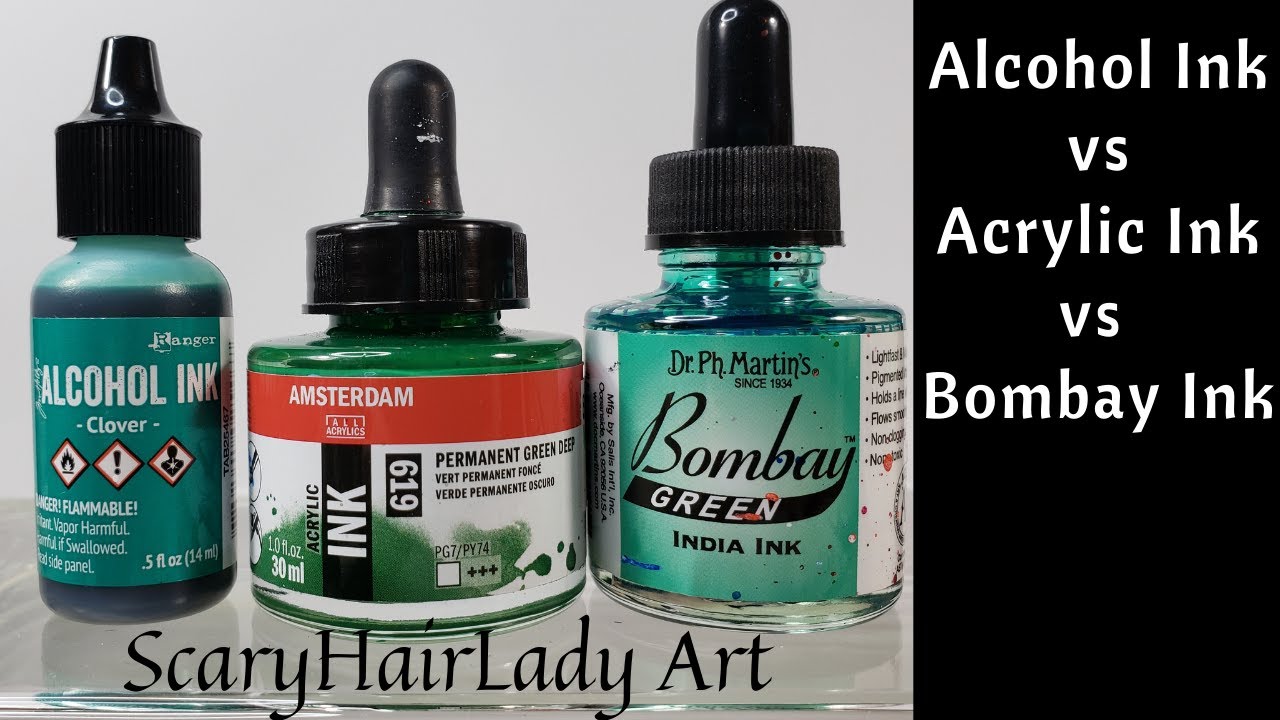 152  Alcohol ink vs Acrylic Ink vs Bombay ink Comparison, Reaction with Alcohol & Water & Blanco