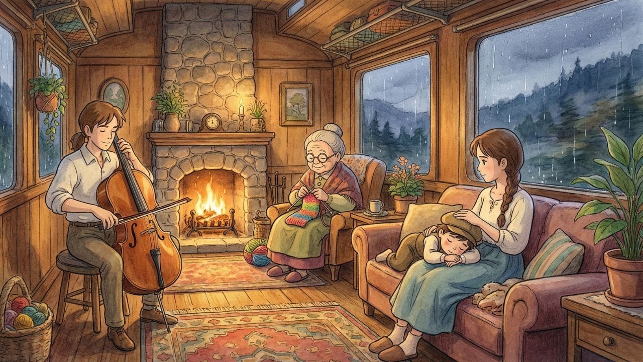 The Cozy Winter Train: A Ghibli-Style Moving Home with Family