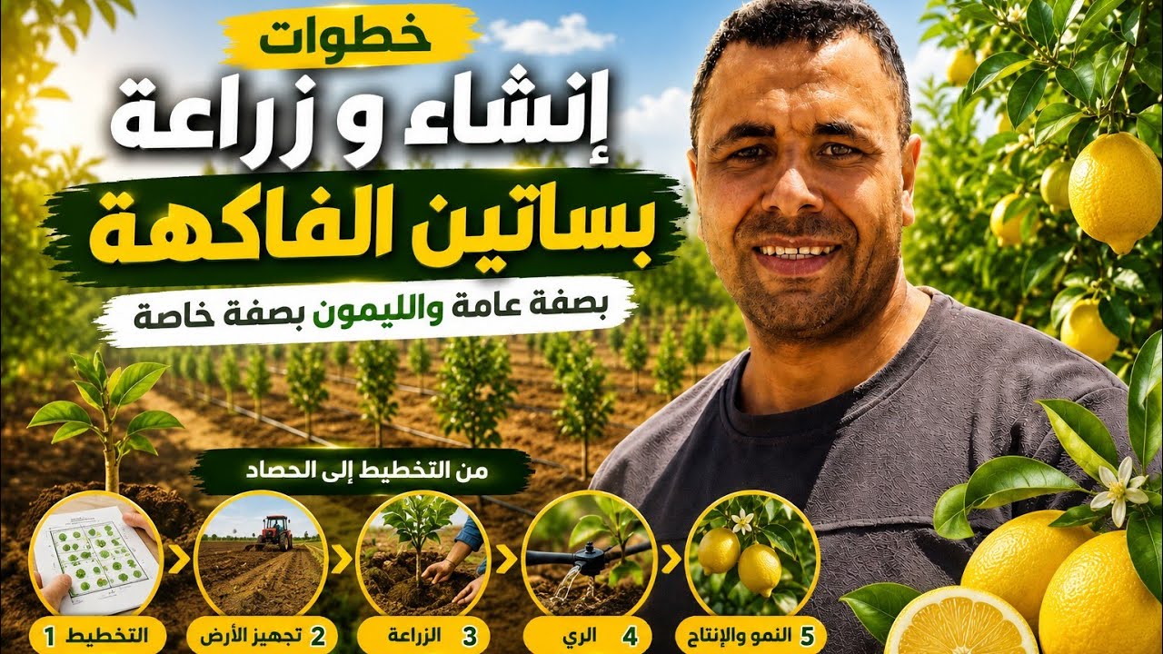 خطوات أنشاء و زراعة بساتين الفاكهة بصفة عامة والليمون بصفة خاصة (الفيديو الثاني)