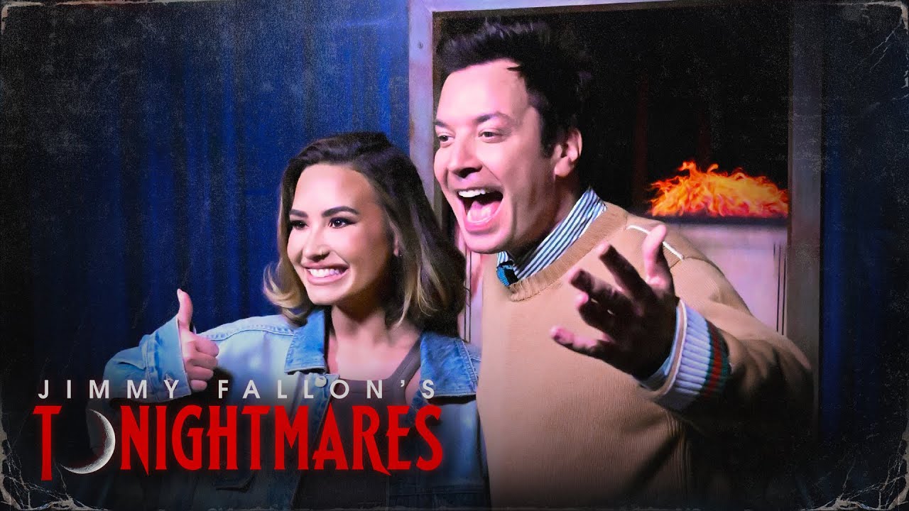 Demi Lovato Visits Jimmy Fallon's New Haunted Maze Experience 