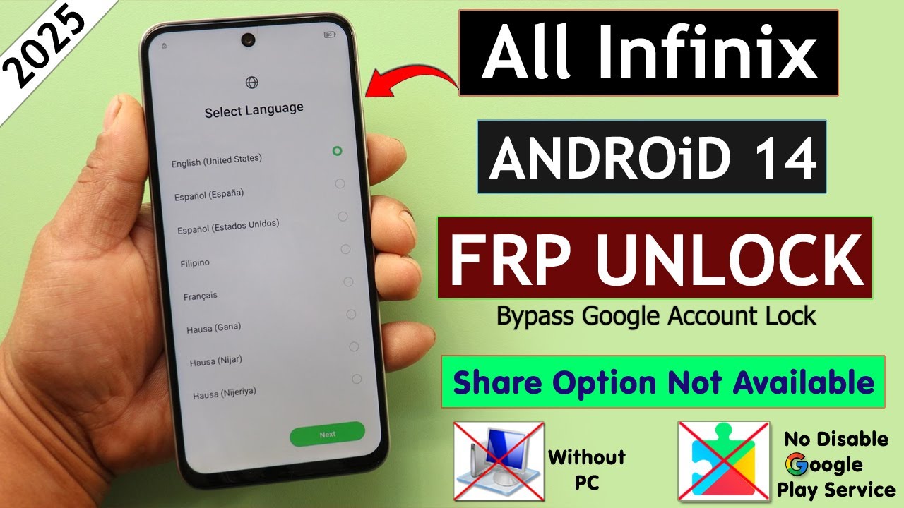 All Infinix Android 14 Frp Unlock/Bypass Without PC - Share Not Working/Google Chrome Not Open 2025