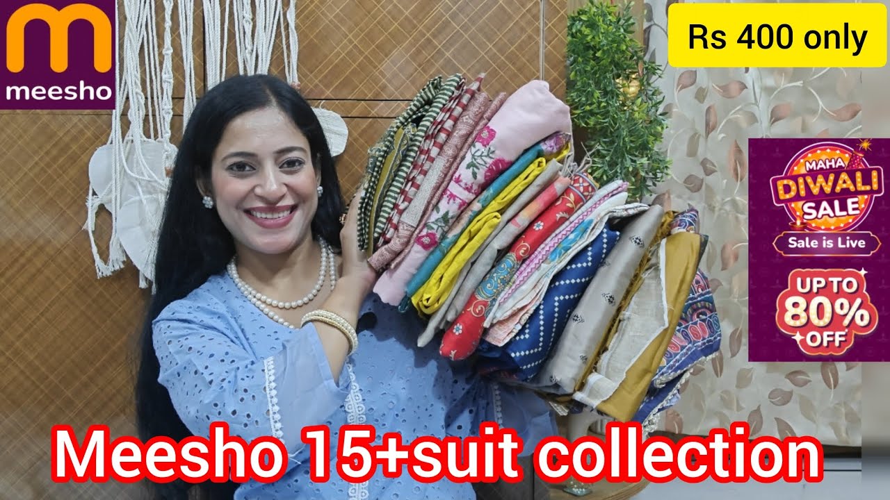 Meesho 🎉15+ Unstitched suit material ❤️ upto 80%off cotton, muslin suit, review #meesho