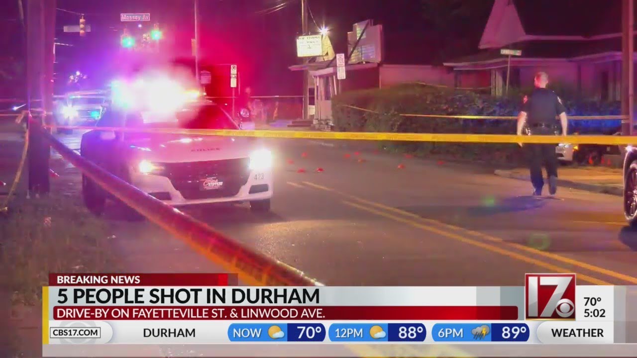 5 people shot in drive-by outside Durham internet café, police say