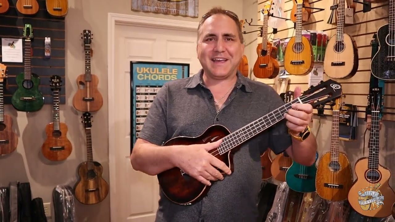 Ortega TourPlayer Gloss Burst Acacia Top Tenor Ukulele w  Pup Demo by UKE Republic