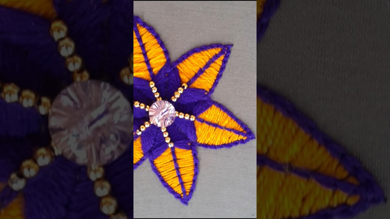 Modern flower embroidery / Super easy modern flower stitch tutorial for very beginners #shorts