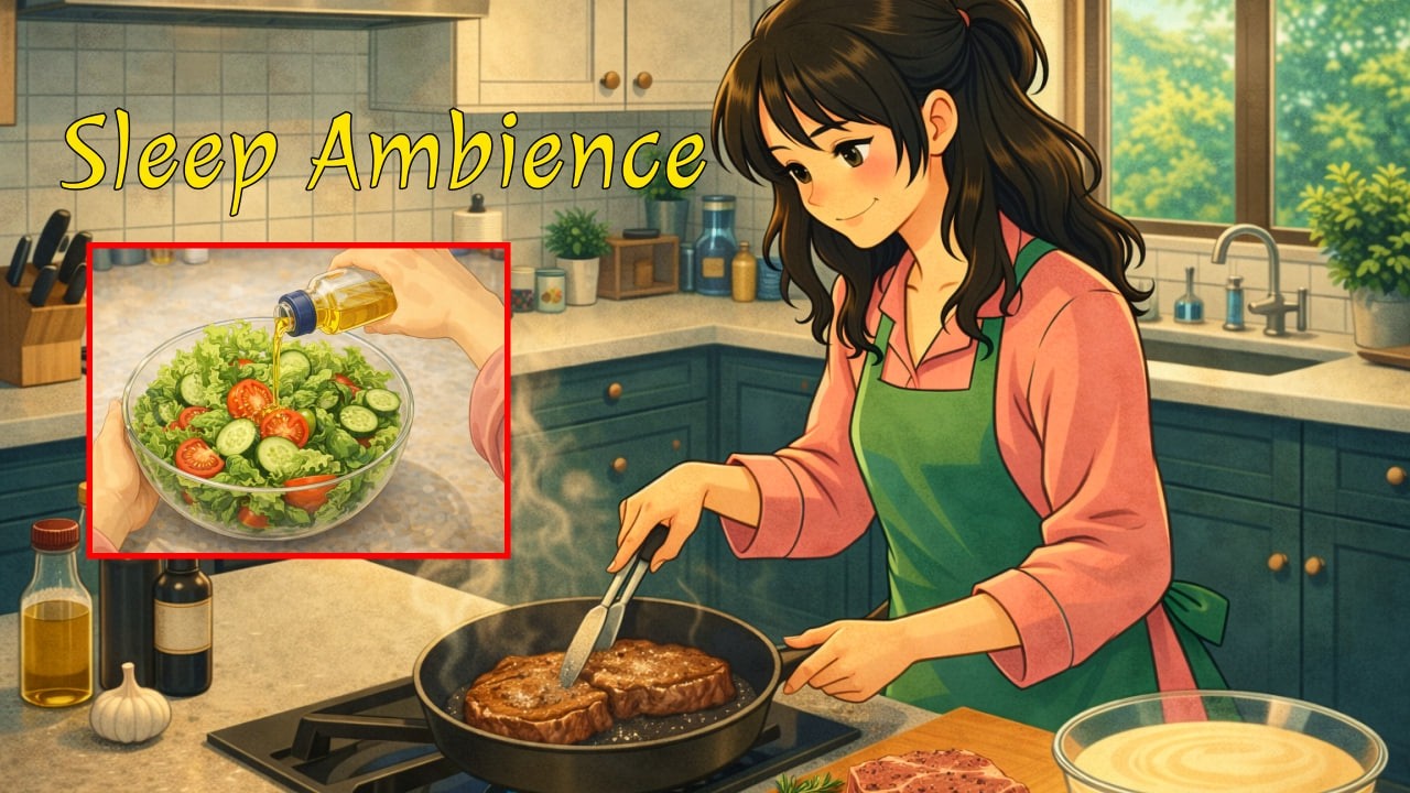 12 min Cozy Cooking ASMR 🌧️ Relaxing Anime Ambience for Sleep