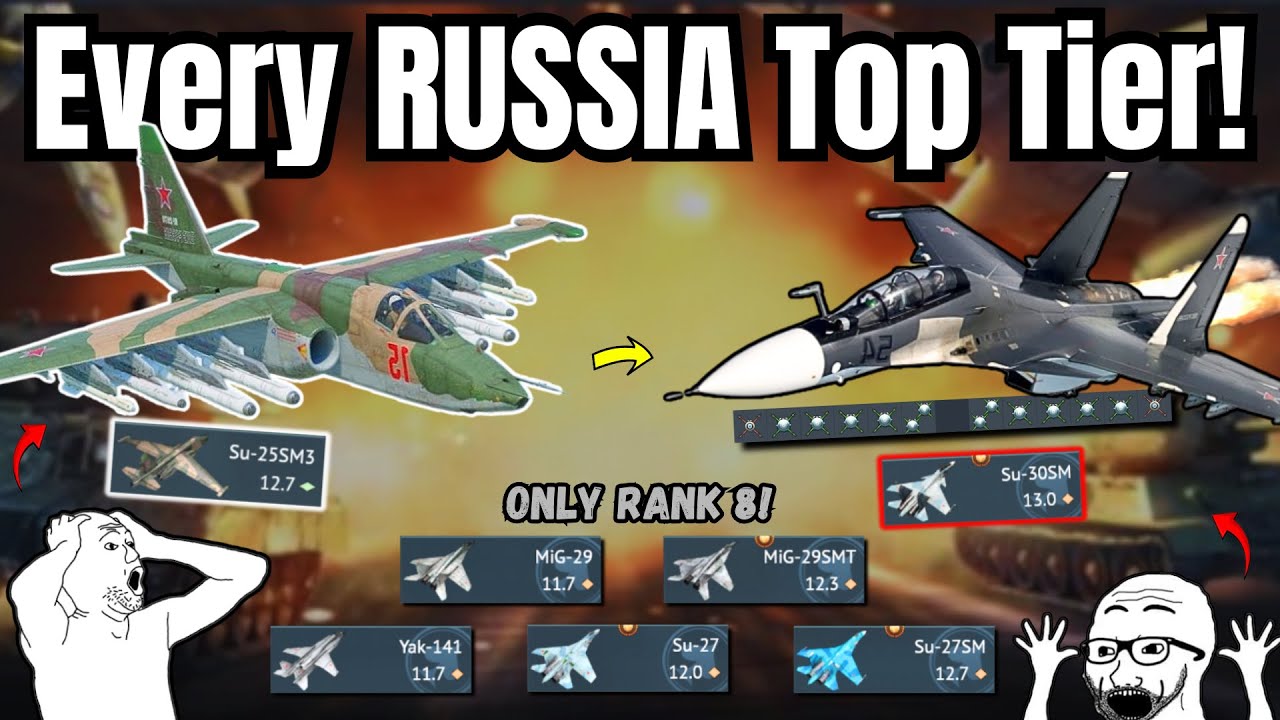 EVERY Top Tier Jet from RUSSIA Tech Tree!🔥(Imo BEST Nation in game) | SMALL stick to HUUGE MONSTER☢️