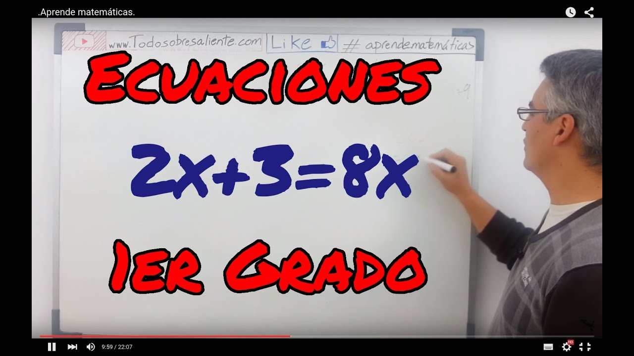 Ecuaciones de primer grado. Aprende matemáticas. Full HD