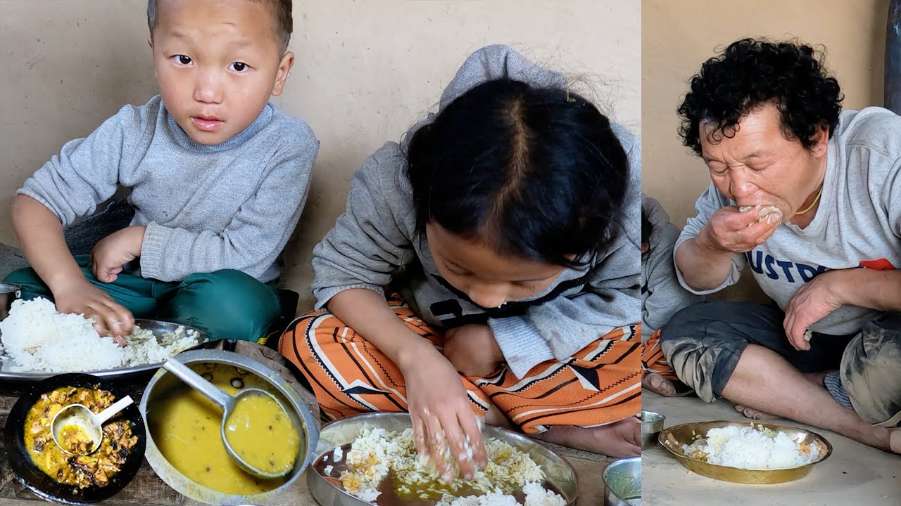Sanuwa Anuma enjoying Chicken rice in the farm house