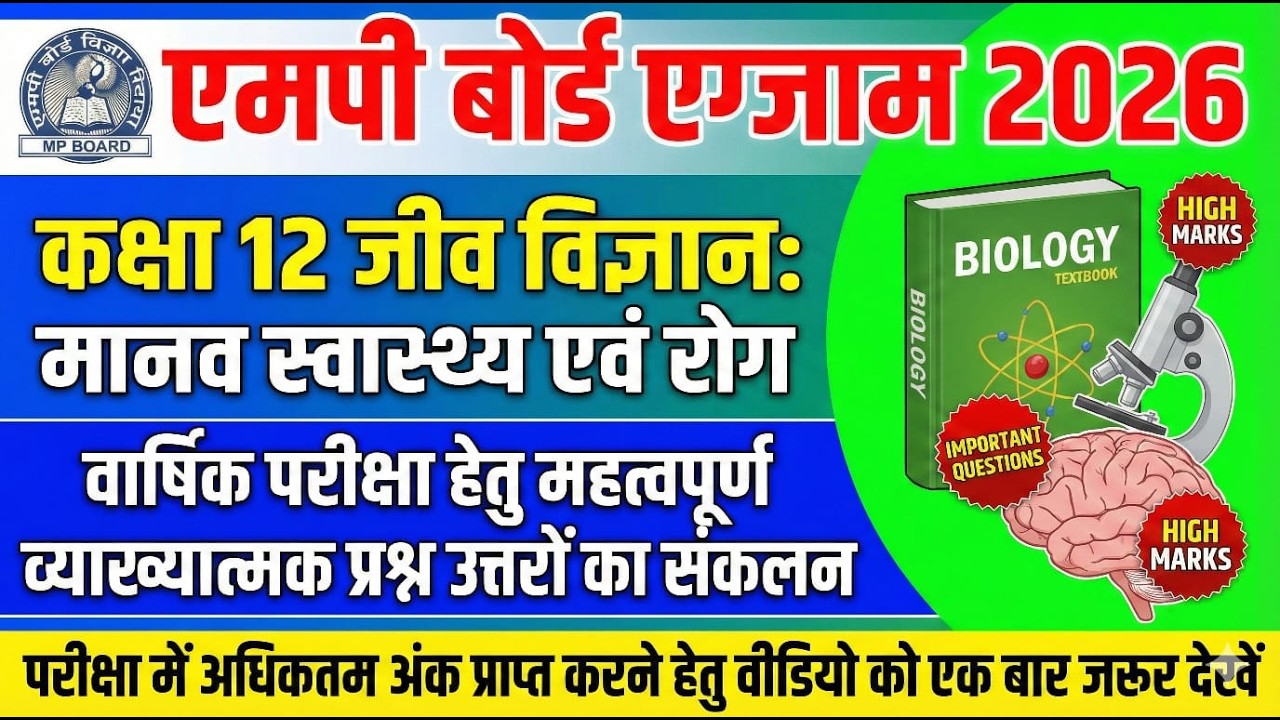 Final IMP Questions||MP BOARD Exam 2026||Class 12||Biology||मानव स्वास्थ्य एवं रोग ||most imp.viral