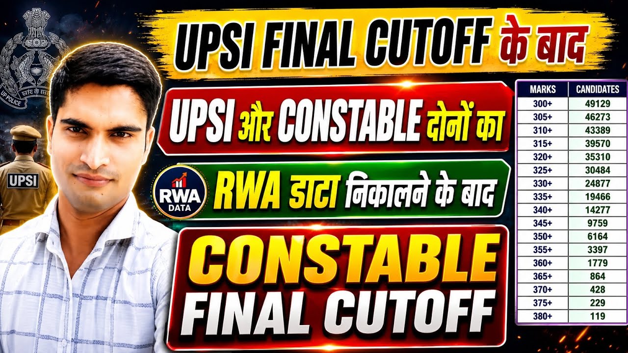 UPP CONSTABLE FINAL CUTOFF/ UPSI और कांस्टेबल का RWA डाटा निकालने के बाद 