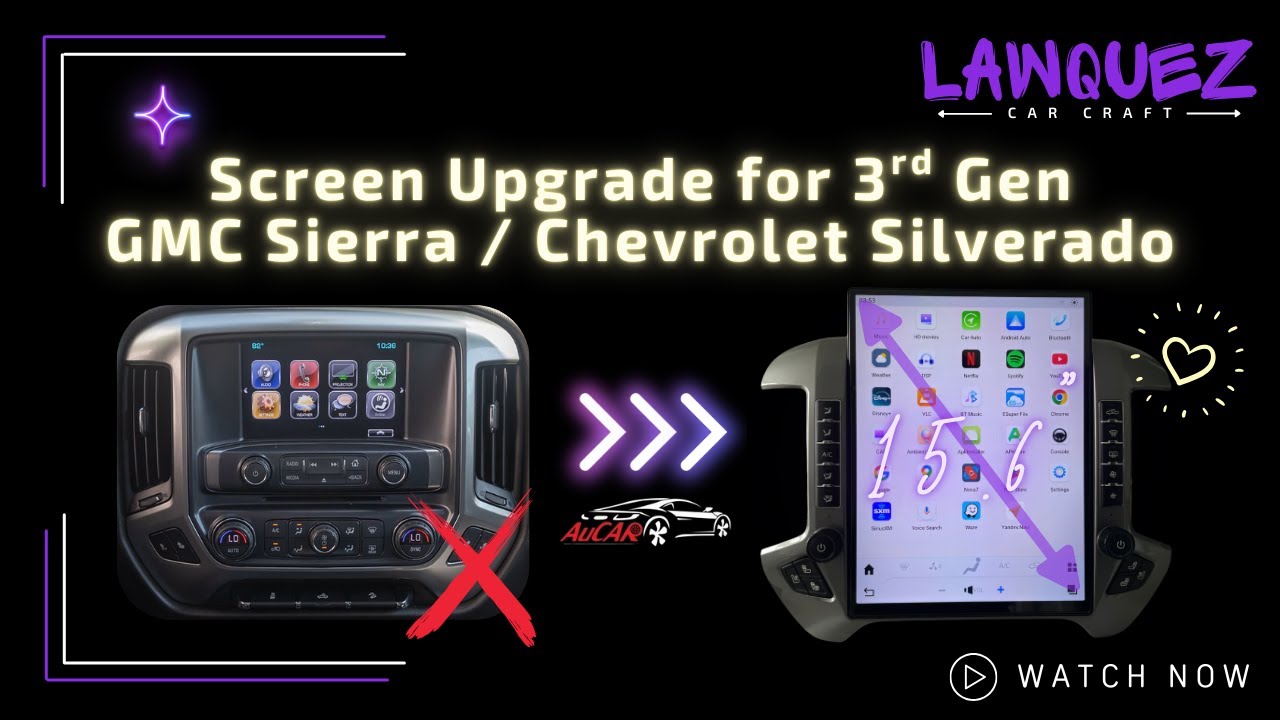 AuCarAuto 15.6” Tesla Style Screen for GMC Sierra / Chevy Silverado 3rd Generation (2014-2018)
