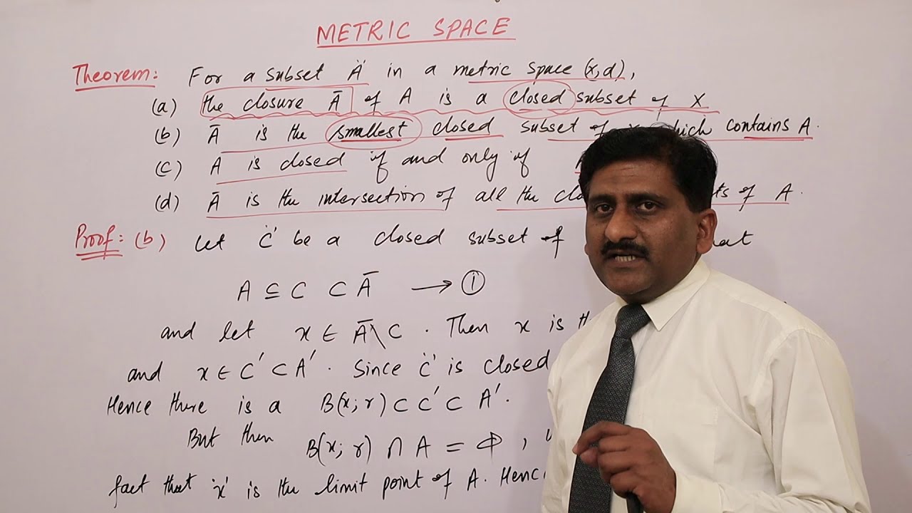 25. Closure of a Subset and a theorem | Metric Space  | Prof Khalid
