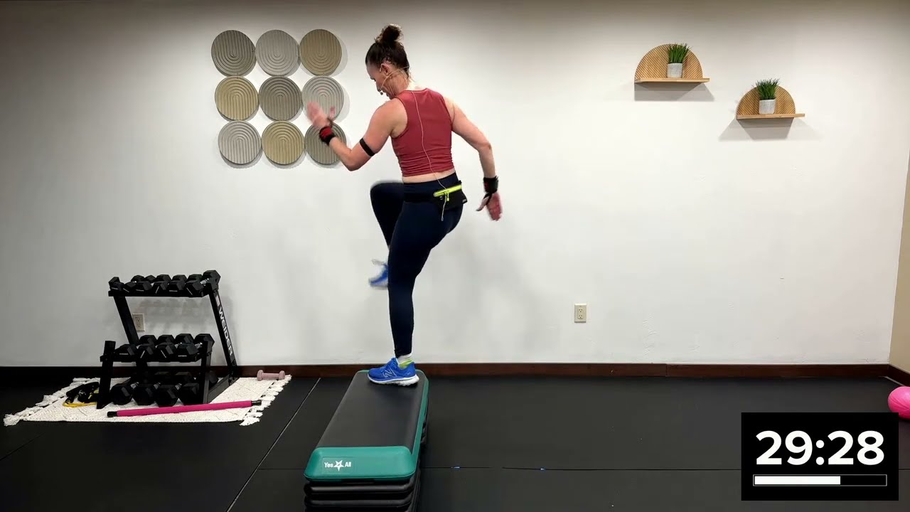 45 Min --Cardio LOW IMPACT For Women - Cardio Boxing -Step Cardio HIIT -- Quad/ Chest/ Core Training