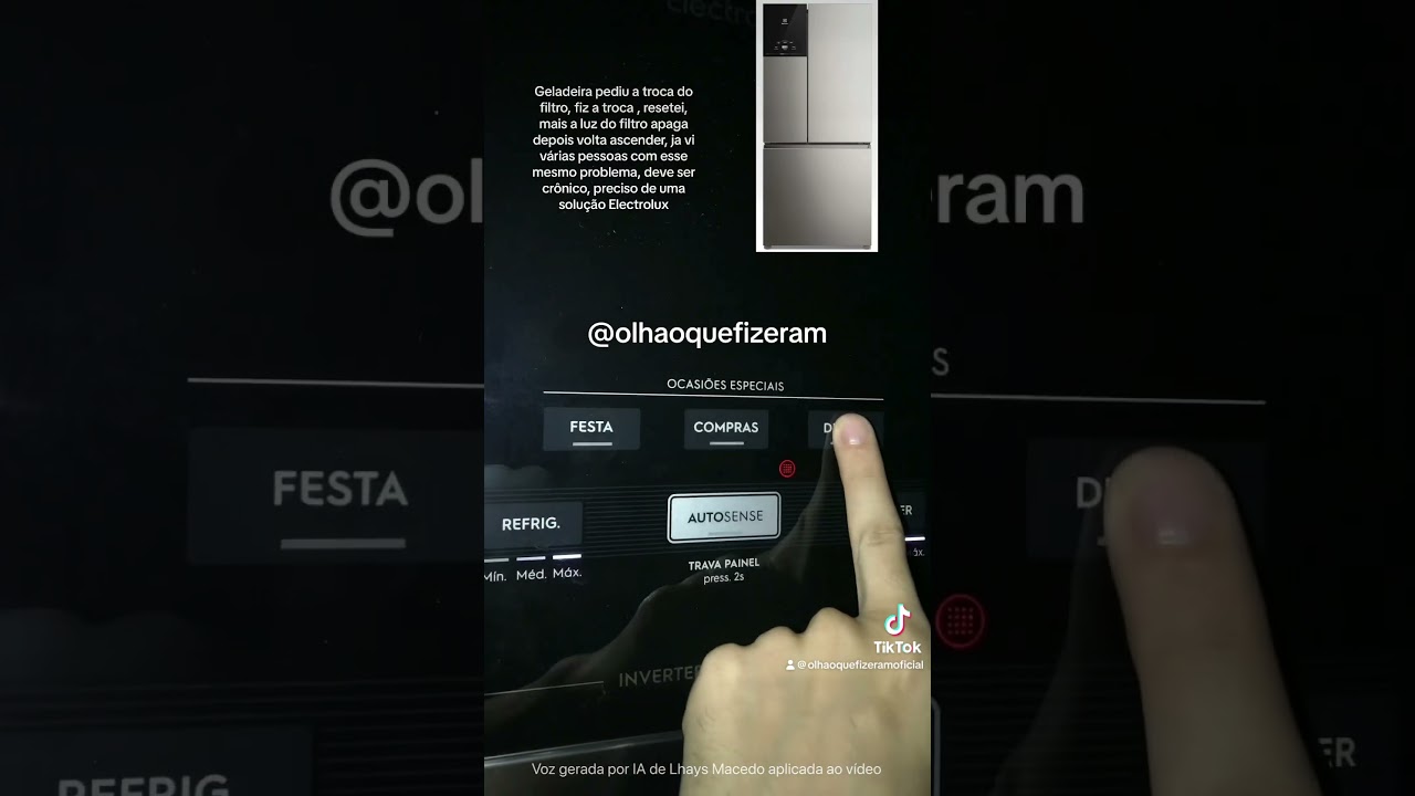 Luz vermelha do filtro da geladeira electrolux im8s