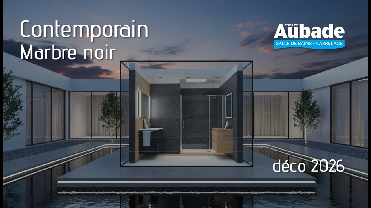 La salle de bains en marbre noir,  l’idée déco contemporaine 2026 qui change tout !