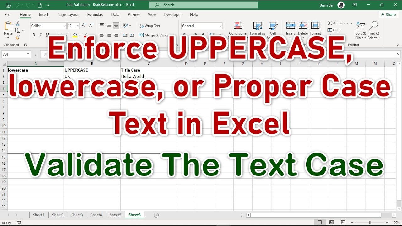 Case-Sensitive Text Validation in Excel - UPPER, lower & Proper Case