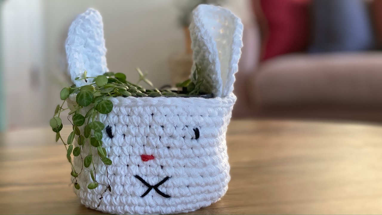 Crochet Cute Bunny Basket/ Easter Basket #easter #easterbasket