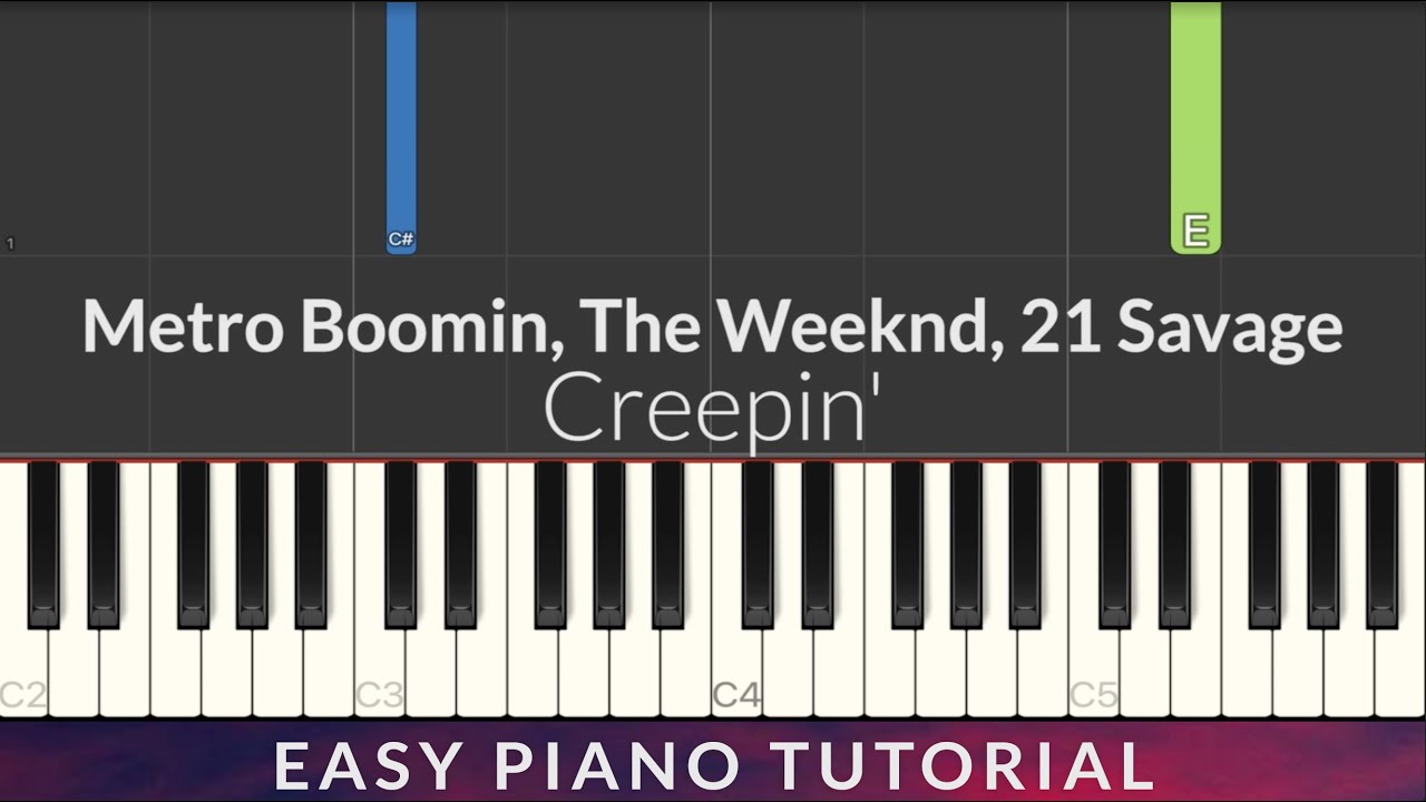 Metro Boomin, The Weeknd, 21 Savage - Creepin' EASY Piano Tutorial + Lyrics
