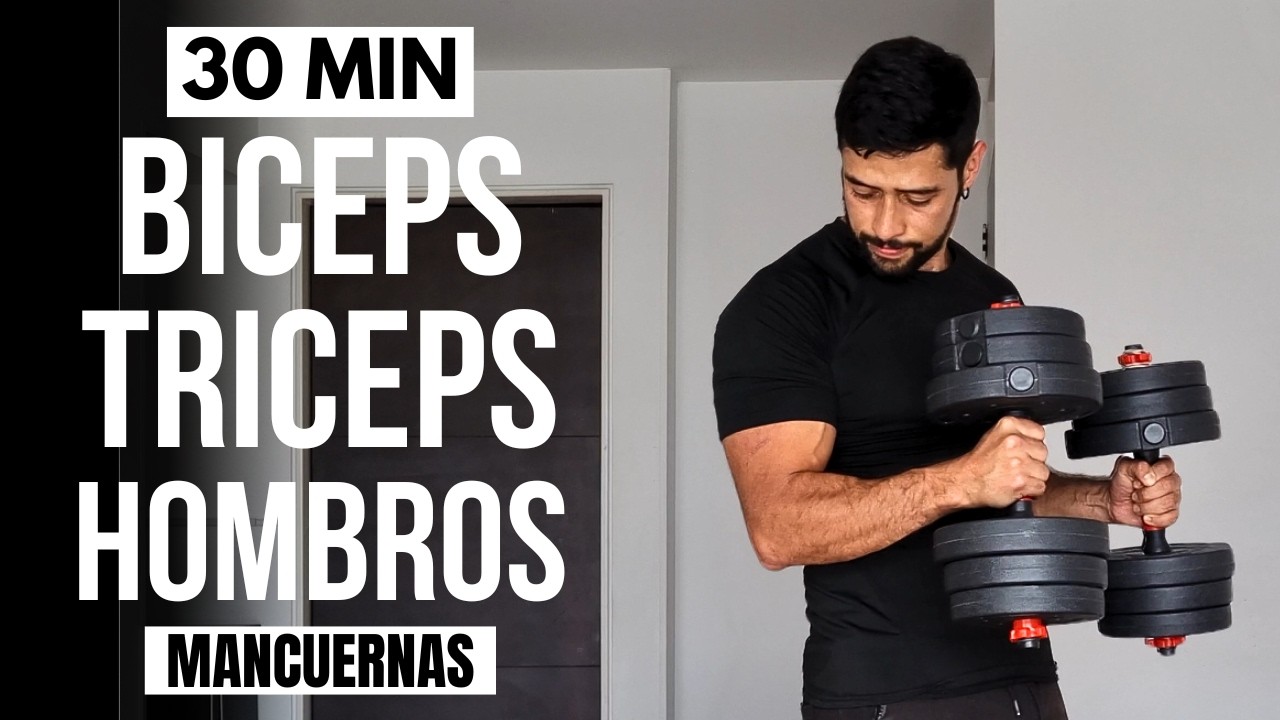 ejercicios con mancuernas hombro biceps triceps 🔥 rutina de brazos INTENSA 30 min