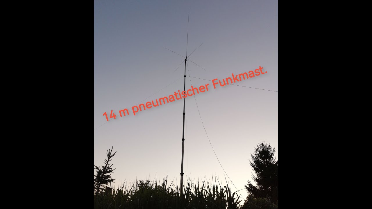 14 m Pneumatischer Funkmast für CB Funk mit einer Sirio New Tornado.