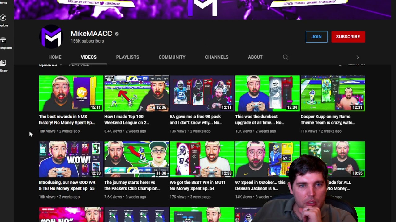 Madden YTer MIKEMAACC is quitting a 156,000 subscriber youtube channel