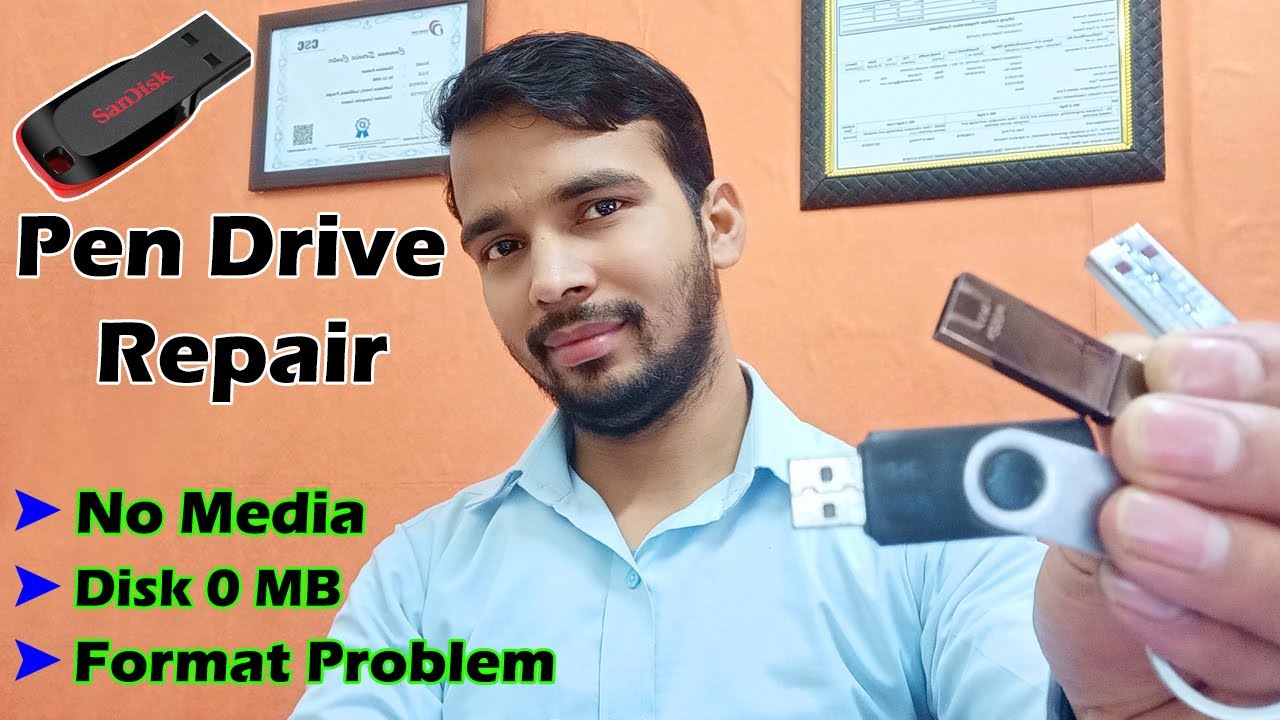 ख़राब पेन ड्राइव को सही करें खुद से I Pen drive shows no media in disk part 100% Fix