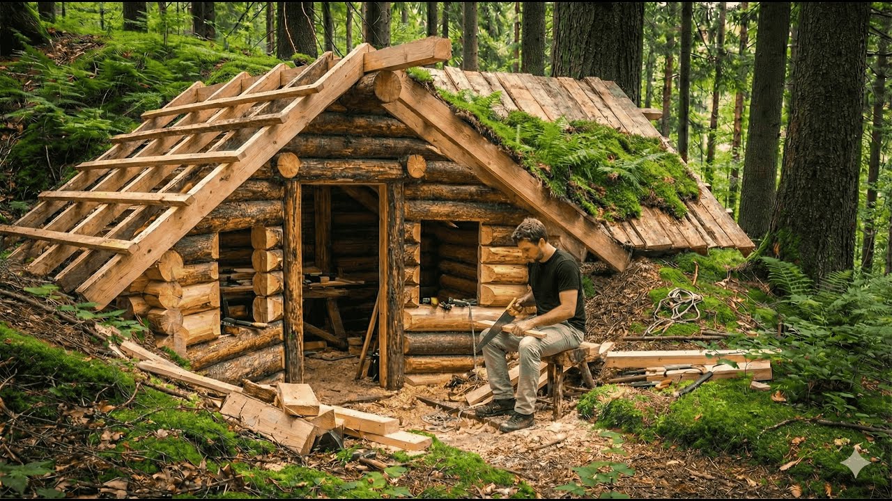 39 Days: Building a SECRET Underground Survival Cabin (Bushcraft Challenge)