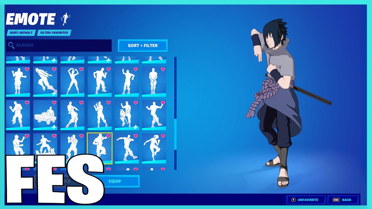 Fortnite Sasuke Uchiha Skin With all my Fortnite Dances & Emotes!