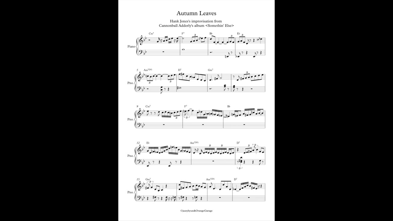 Transcription of 'Autumn Leaves' - Hank Jones