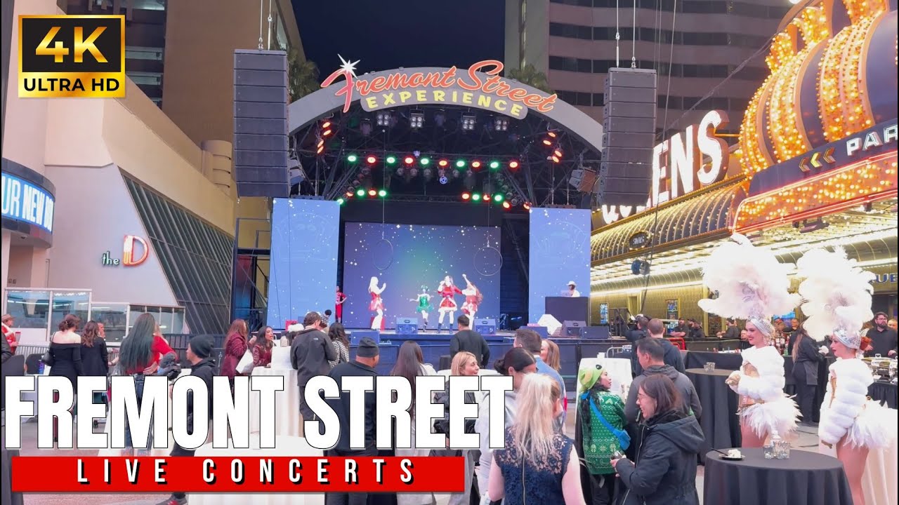 Fremont Street Las Vegas Walking Tour | Live Concerts | December 2025 | Downtown Vegas [4K HDR]