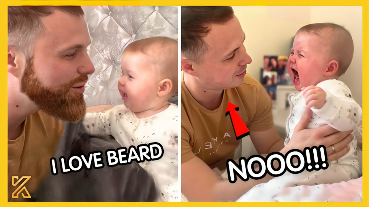 💕 Reacties van baby's wanneer papa's voor het eerst hun baard afscheren (compilatie) | Kingdom Of Discovery