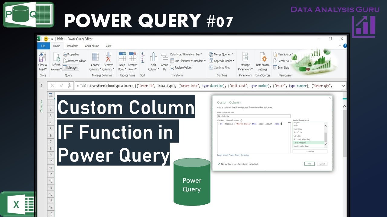 How to add IF formula in Power Query in custom column. How to custom column in Power Query