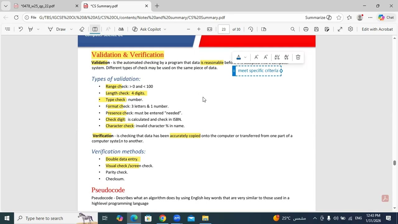 CS IGCSE Paper 2 Revision