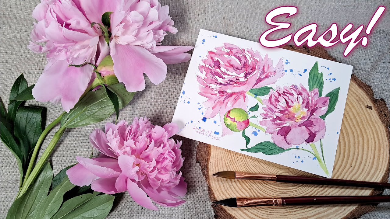 How to Paint Peonies 2 Ways in Watercolor!