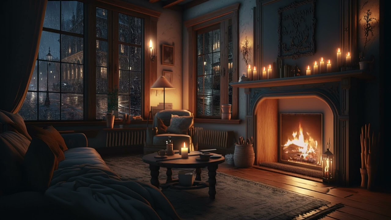 Rain and fireplace sounds for cozy sleep and relaxation #Meditation#Relaxation#SleepSounds#earth