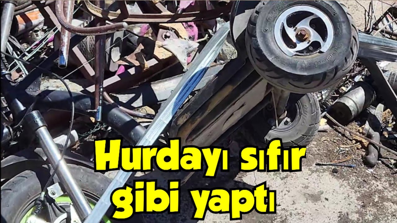 Hurdayı sıfır gibi yaptı hurda dan malzeme alıp tamir edip bindi #hurda #tamir #elektriklibisiklet 