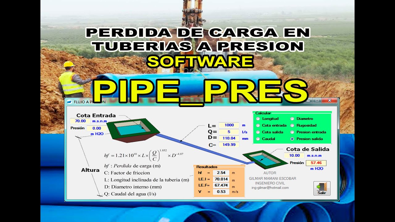 PERDIDA DE CARGA EN TUBERÍAS A PRESIÓN HAZEN WILIAMS