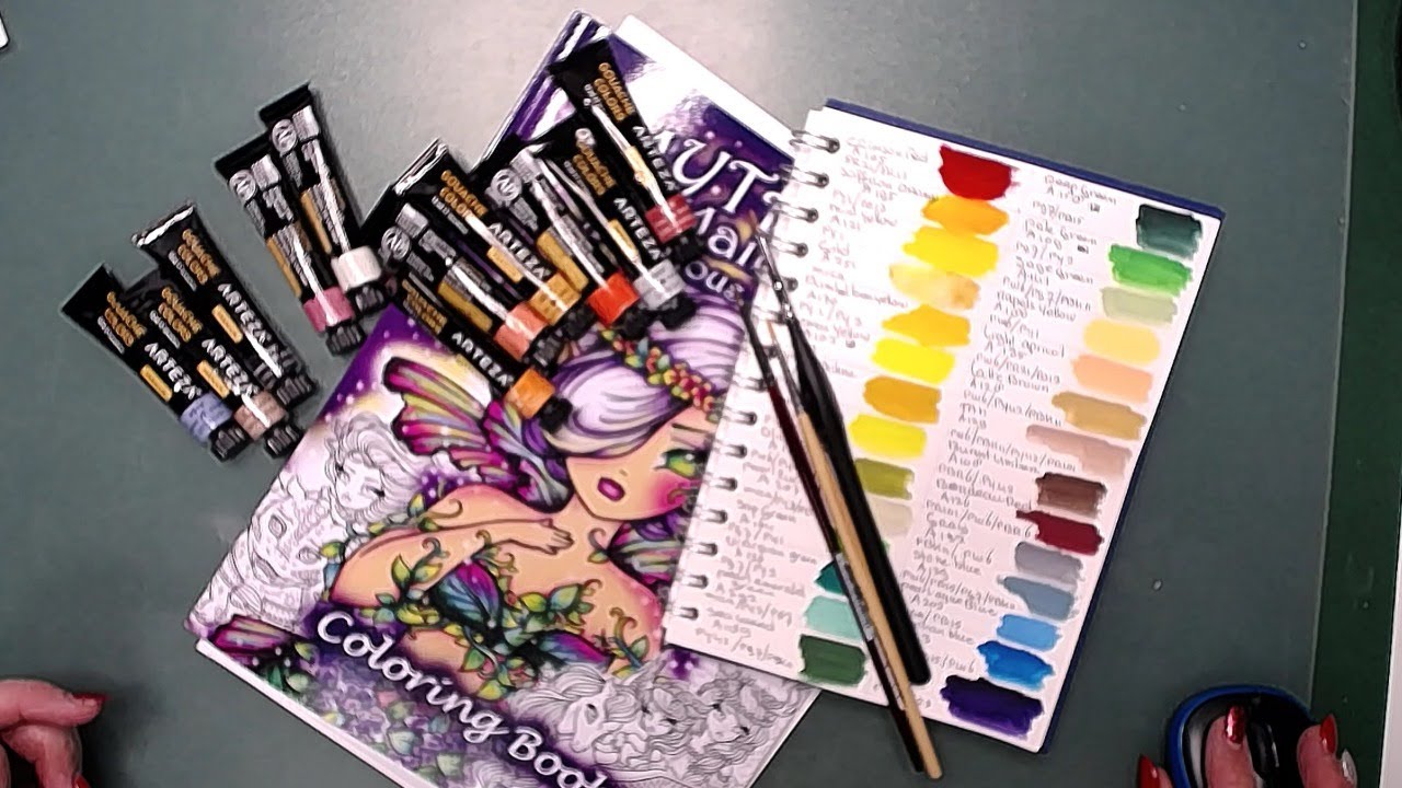 Trying my new Arteza gouache in a coloring book #adultcoloring