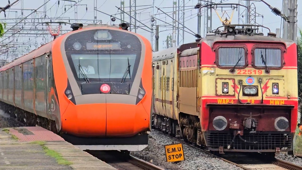 Dangerous 130kmph WAP7 Bhubaneswar Rajdhani+Ranikhet Express+Bhrigu SF+Kriya yoga attacks Deulti- IR