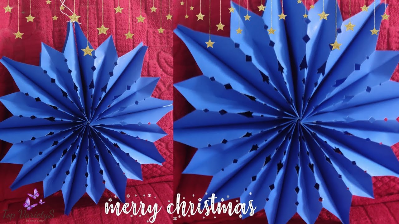 How to make Paper Star/DIY/ Christmas Star Making With paper/Christmas Decoration/Star/TOP VARIETY'S