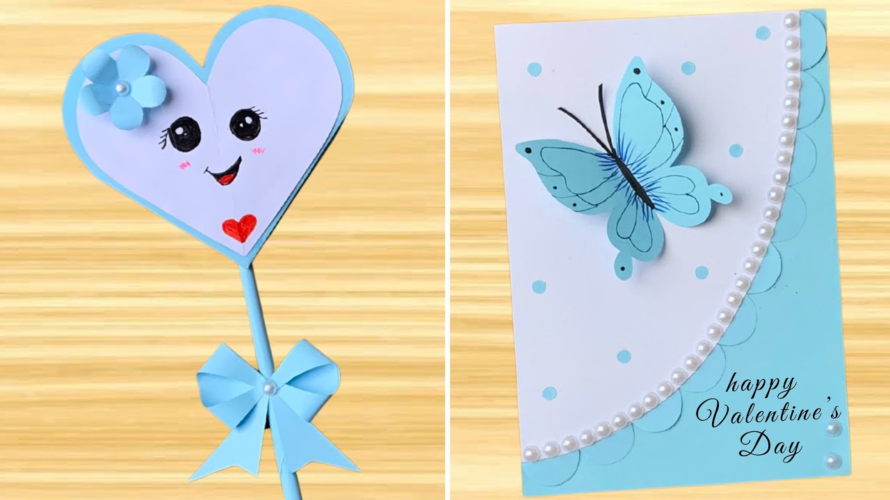 2 Easy Valentine’s Day Paper Crafts | Heart Stick & Butterfly Card