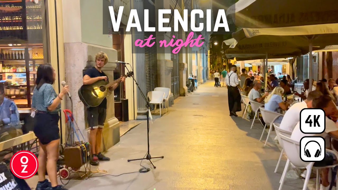 VALENCIA at Night Walking Tour 🍹 - Spain 🇪🇸 4K | Valencia City Hall, City Center