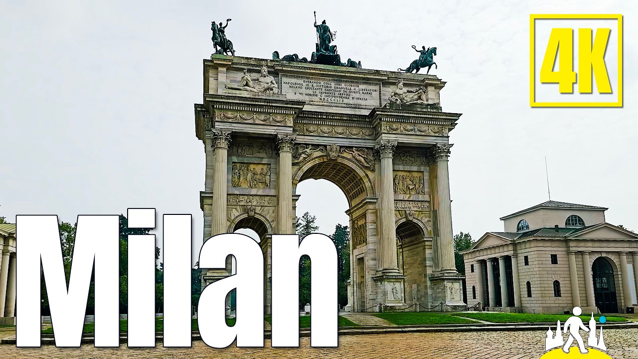 4K Walking Tour Milan: Arco della Pace to Parco Sempione | Natural Sound, No Commentary