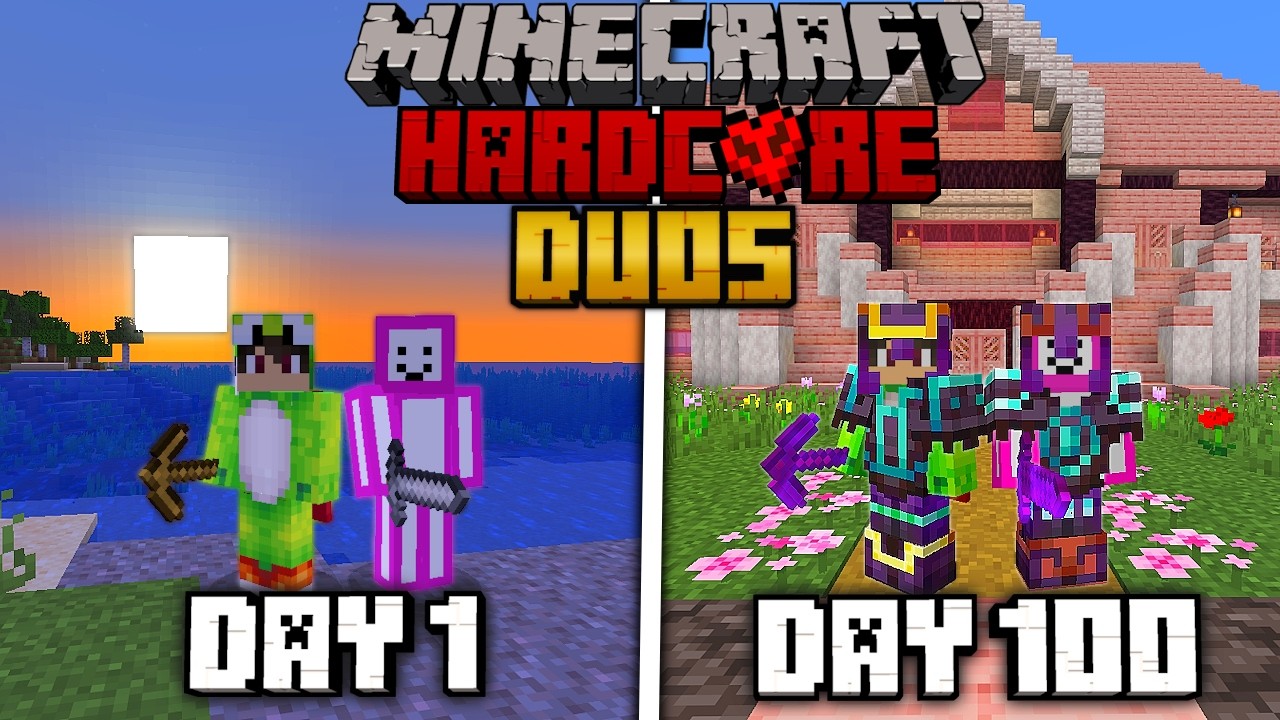 Мы выжили 100 дней в Minecraft в режиме DUO Hardcore...