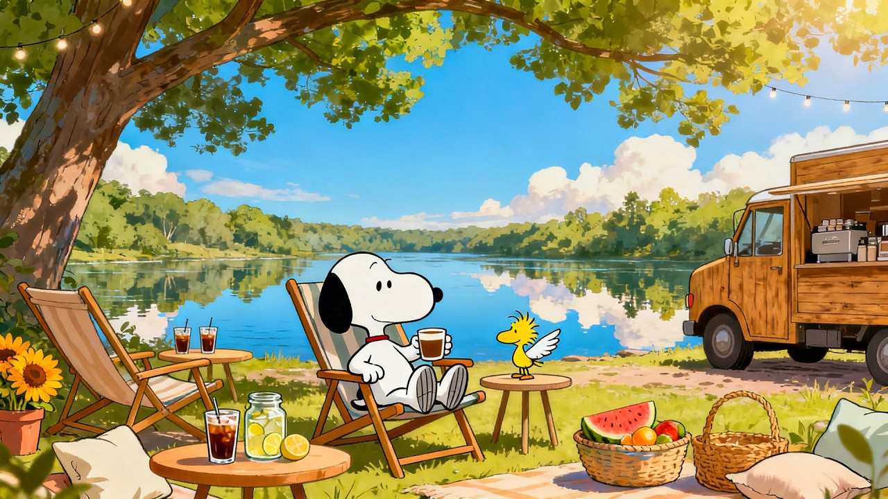 Peaceful Summer Moments with Snoopy, Woodstock & Lofi ☀️☕ Cozy Beats to Unwind & Breathe