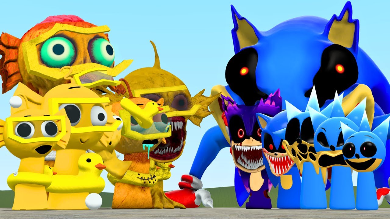 All New Sprunki Sonic.exe Family Vs All Sprunki Bailey Family In Garry's Mod
