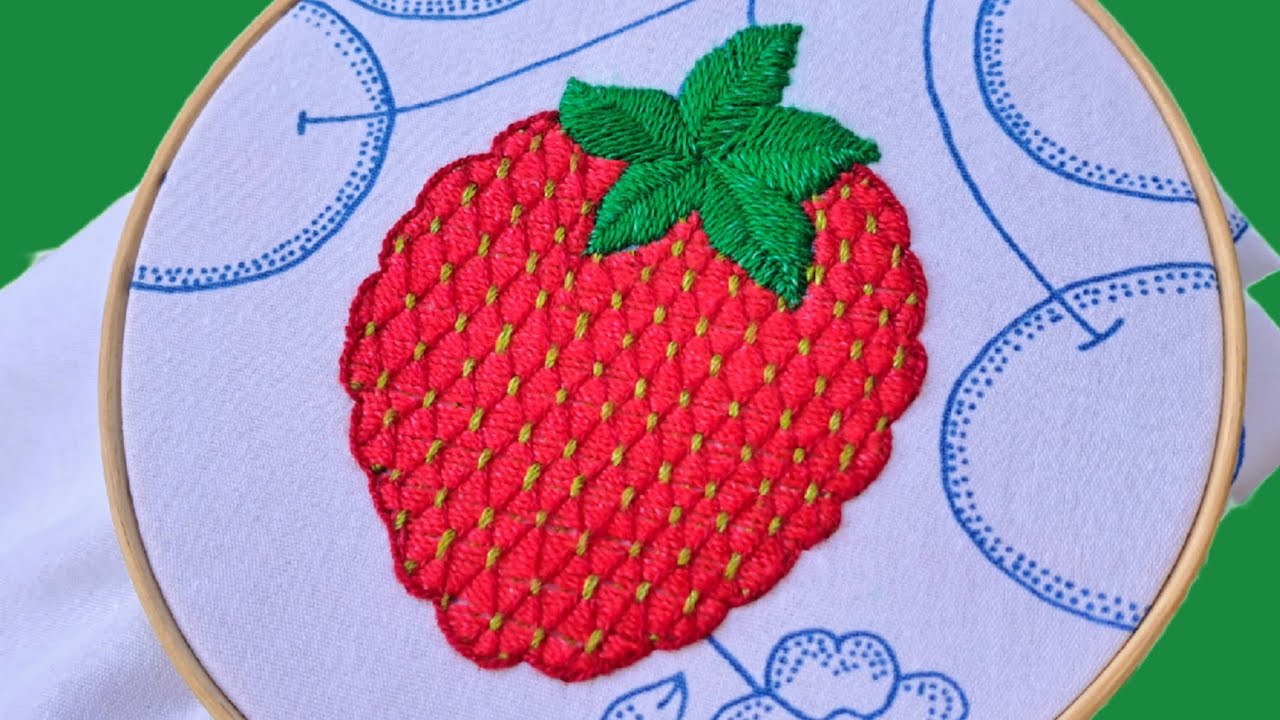 Bordado para Fresas🍓 puntadas fáciles, Servilletas Bordadas.