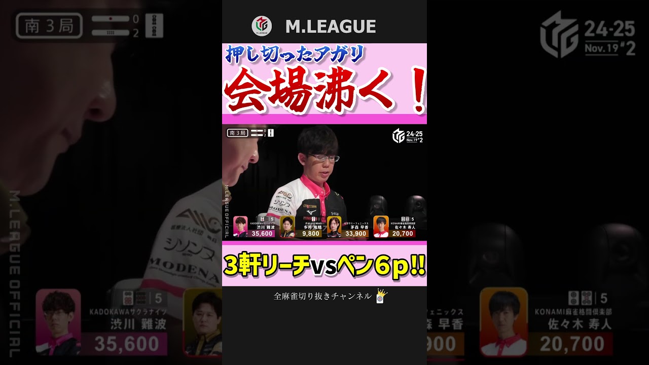 行くっきゃねぇ‼渋川難波、片アガリ6pで突っ走る‼【Mリーグ】